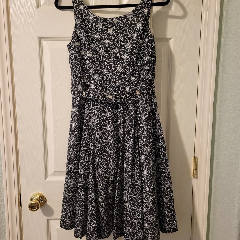 Monsoon Black Floral Cocktail Dress - Size 8